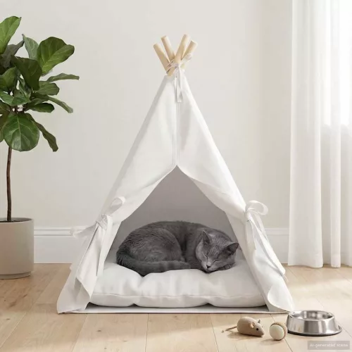  Kiskedvenc teepee párnával Fehér 50 x 50 x 60 cm Poliészter