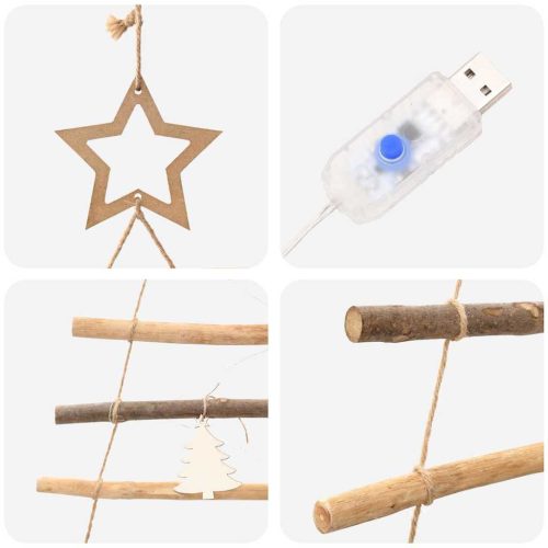  Karácsonyfa 30 LED-del Természetes 90 cm tömör kőrisfa