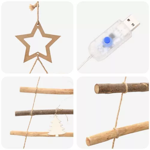  Karácsonyfa 130 LED-del Természetes 210 cm tömör kőrisfa