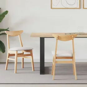    Étkező Székek 2 pcs Természetes 42 x 47.5 x 81 cm Tömör Gumi Fa
