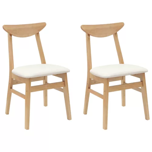  Étkező Székek 2 pcs Természetes 42 x 47.5 x 81 cm Tömör Gumi Fa
