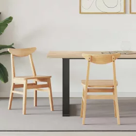    Étkező Székek 2 pcs Természetes 42 x 47.5 x 81 cm Tömör Gumi Fa