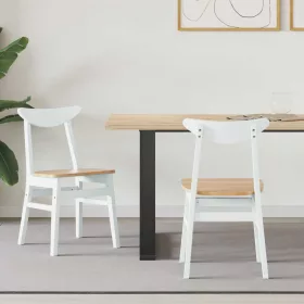    Étkező Székek 2 pcs Fehér 42 x 47.5 x 81 cm Tömör Gumi Fa