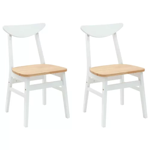  Étkező Székek 2 pcs Fehér 42 x 47.5 x 81 cm Tömör Gumi Fa