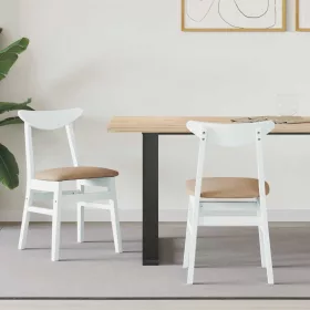    Étkező Székek 2 pcs Fehér 42 x 47.5 x 81 cm Tömör Gumi Fa