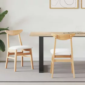    Étkező Székek 2 pcs Természetes 42 x 47.5 x 81 cm Tömör Gumi Fa
