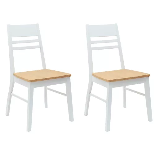  Étkező Székek 2 pcs Fehér 43 x 54 x 89 cm Tömör Gumi Fa