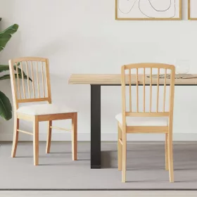    Étkező Székek 2 pcs Természetes 50 x 52,5 x 91 cm Tömör Gumi Fa