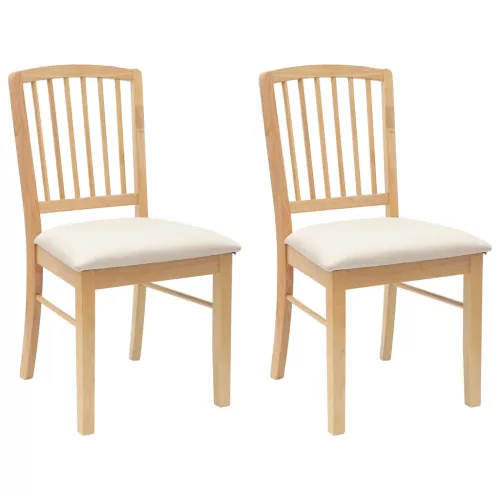  Étkező Székek 2 pcs Természetes 50 x 52,5 x 91 cm Tömör Gumi Fa
