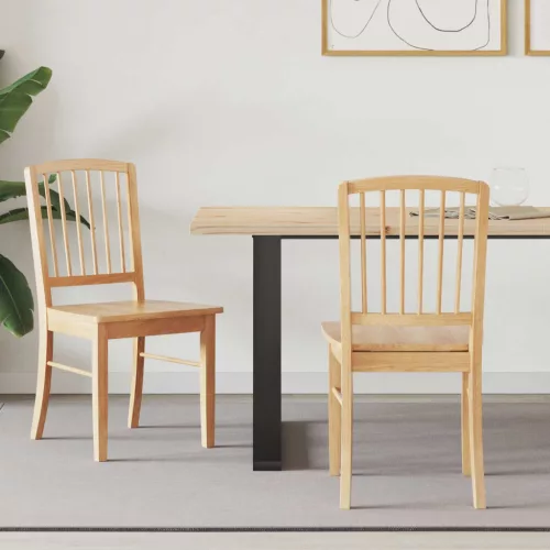  Étkező Székek 2 pcs Természetes 50 x 52,5 x 91 cm Tömör Gumi Fa
