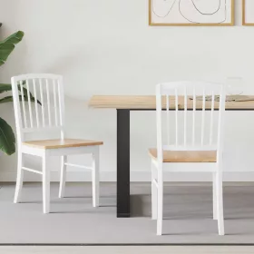    Étkező Székek 2 pcs Fehér 50 x 52,5 x 91 cm Tömör Gumi Fa
