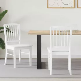    Étkező Székek 2 pcs Fehér 50 x 52,5 x 91 cm Tömör Gumi Fa