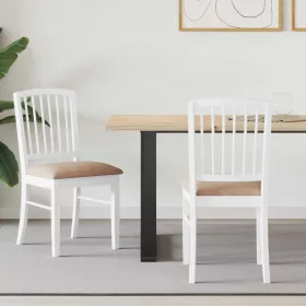    Étkező Székek 2 pcs Fehér 50 x 52,5 x 91 cm Tömör Gumi Fa