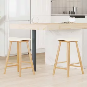    Étkező Székek 2 pcs Természetes 46 x 37 x 63 cm Tömör Gumi Fa
