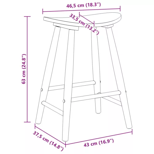  Étkező Székek 2 pcs Fehér 46 x 37 x 63 cm Tömör Gumi Fa