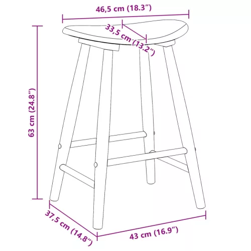  Étkező Székek 2 pcs Fehér 46 x 37 x 63 cm Tömör Gumi Fa