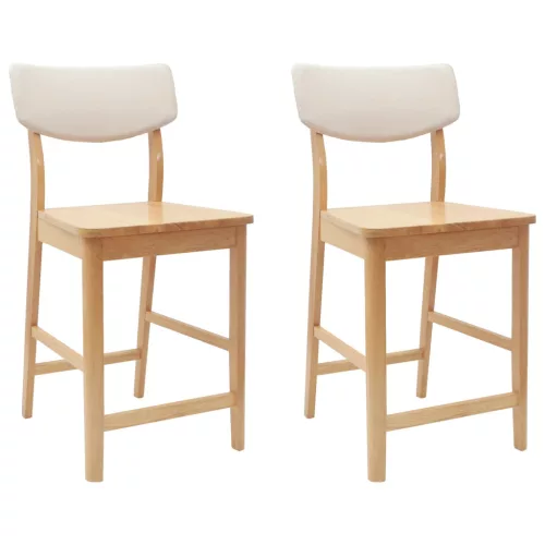  Étkező Székek 2 pcs Természetes 48 x 49 x 95 cm Tömör Gumi Fa