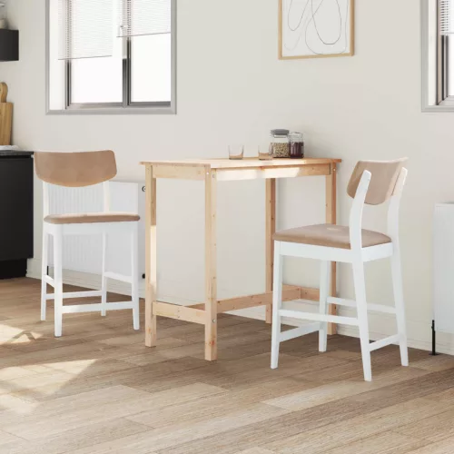  Étkező Székek 2 pcs Fehér 48 x 49 x 95 cm Tömör Gumi Fa