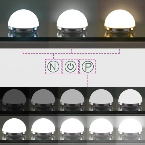  LED Smink Tükör Fehér 44 x 10 x 53 cm Üveg és acél