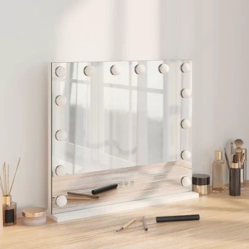  LED Smink Tükör Fehér 50 x 10 x 44 cm Üveg és acél