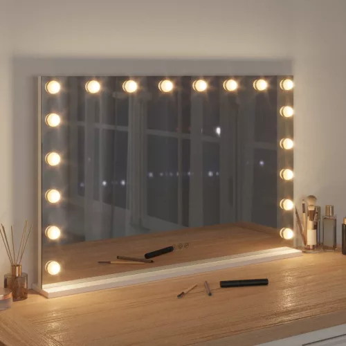  LED Smink Tükör Fehér 80 x 10 x 52,5 cm Üveg és acél