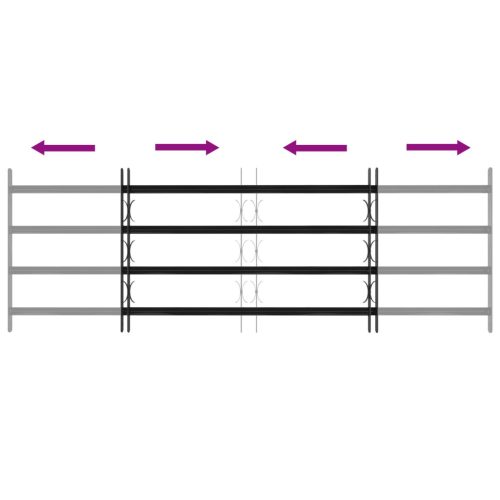  Ablak Rács Fekete 175 x 60 cm Porszórt acél
