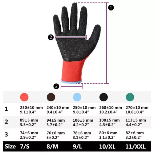  Munkakesztyűk 24 pcs Piros és Fekete 9 / l Latex bevonat