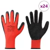 Munkakesztyűk 24 pcs Piros és Fekete 10 / xl Latex bevonat