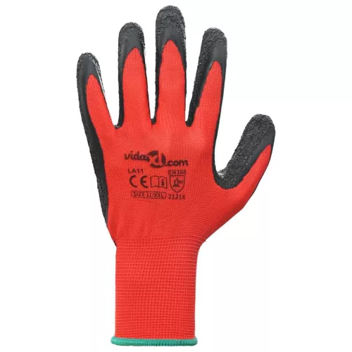  Munkakesztyűk 24 pcs Piros és Fekete 11 / XXL Latex bevonat