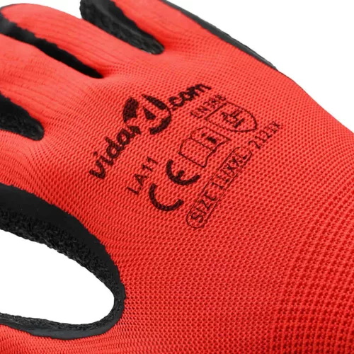  Munkakesztyűk 24 pcs Piros és Fekete 11 / XXL Latex bevonat