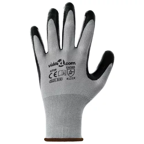  Munkakesztyűk 12 pcs Szürke és fekete 8 / m Poliészter