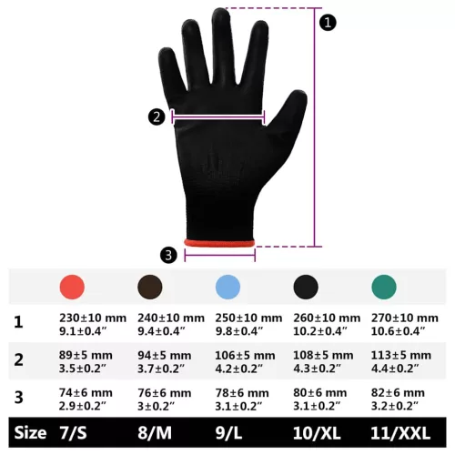  Munkakesztyűk 24 pcs Fekete 7 / S Poliészter