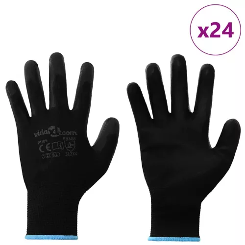  Munkakesztyűk 24 pcs Fekete 9 / l Poliészter