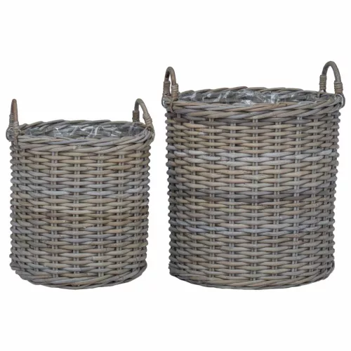  Virágkosár tárolóval 2 pcs Szürke Lacak rattan