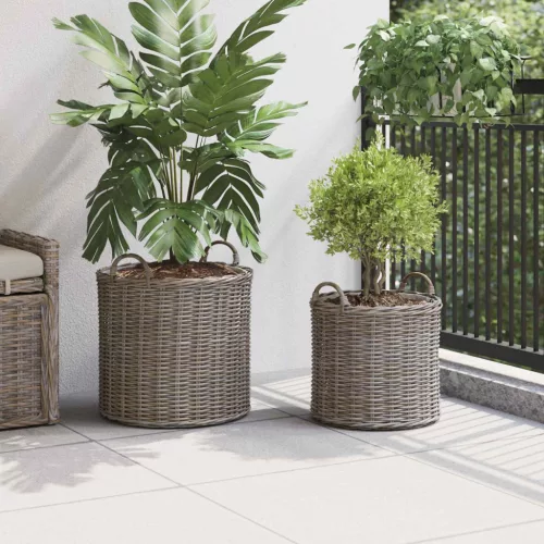  Virágkosár tárolóval 2 pcs Szürke Lacak rattan