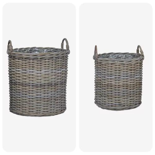  Virágkosár tárolóval 2 pcs Szürke Lacak rattan