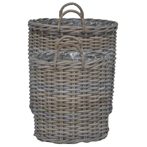  Virágkosár tárolóval 2 pcs Szürke Lacak rattan