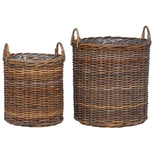  Virágkosár tárolóval 2 pcs Barna Lacak rattan