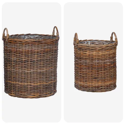  Virágkosár tárolóval 2 pcs Barna Lacak rattan