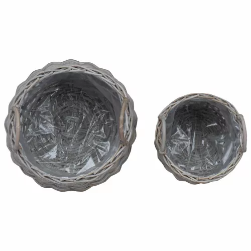  Virágkosár tárolóval 2 pcs Szürke Lacak Fonott