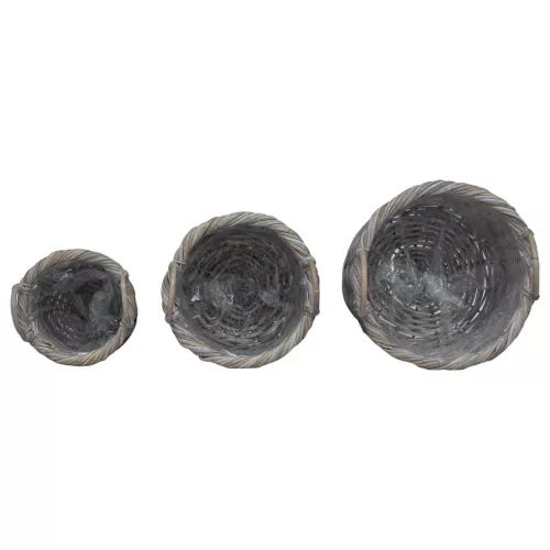  Virágcserepes Kosár tárolóval 3 pcs Szürke Kubu rattán