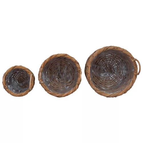  Virágcserepes Kosár tárolóval 3 pcs Barna Kubu rattán