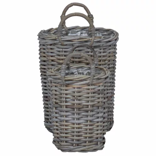  Virágcserép Kosár tárolóval 2 pcs Szürke Kubu rattán