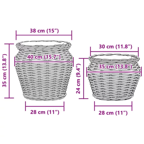  Virágkosár tárolóval 2 pcs Szürke Lacak Rattan