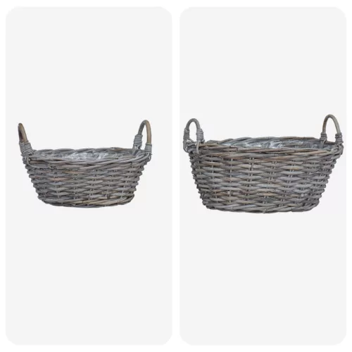  Virágkosár tárolóval 2 pcs Szürke Lacak Rattan