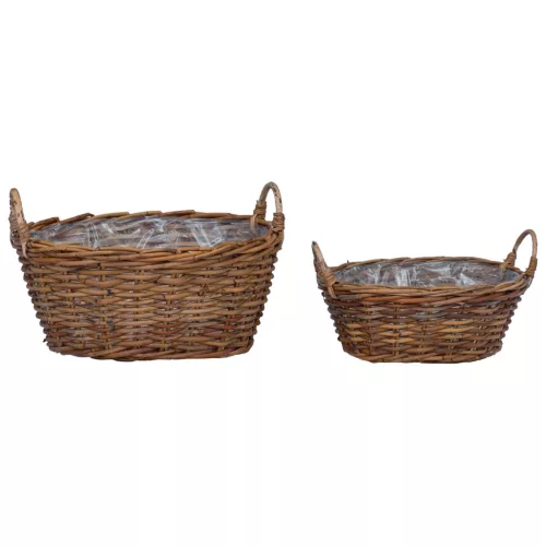  Virágkosár tárolóval 2 pcs Barna Lacak Rattan