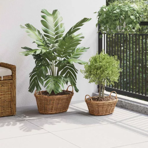  Virágkosár tárolóval 2 pcs Barna Lacak Rattan