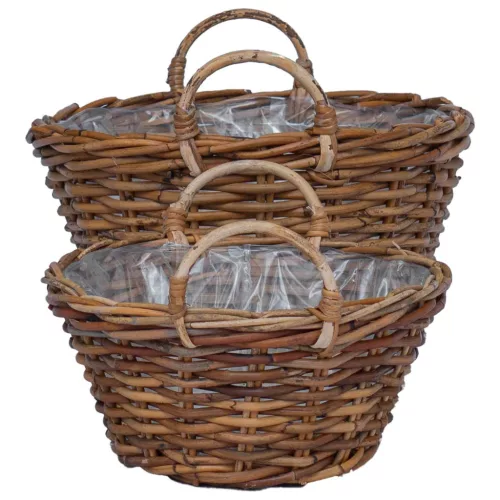  Virágkosár tárolóval 2 pcs Barna Lacak Rattan