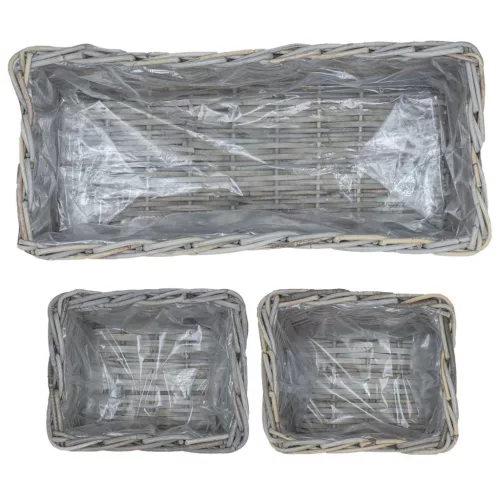  Ültető Kosár tárolóval 3 pcs Szürke Kubu rattán