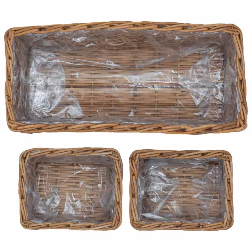  Ültető Kosár tárolóval 3 pcs Barna Kubu rattán